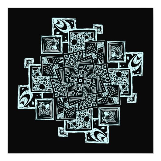 Zwart-wit getextureerd lijnontwerp foto afdruk (Voorkant)