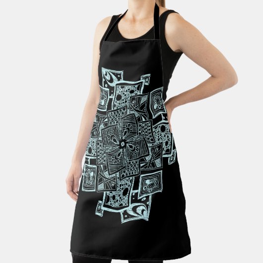 Zwart-wit getextureerd lijnontwerp schort (Insitu)