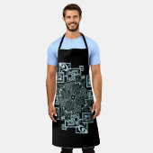 Zwart-wit getextureerd lijnontwerp schort (Gedragen)