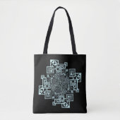 Zwart-wit getextureerd lijnontwerp tote bag (Voorkant)