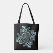 Zwart-wit getextureerd lijnontwerp tote bag (Achterkant)