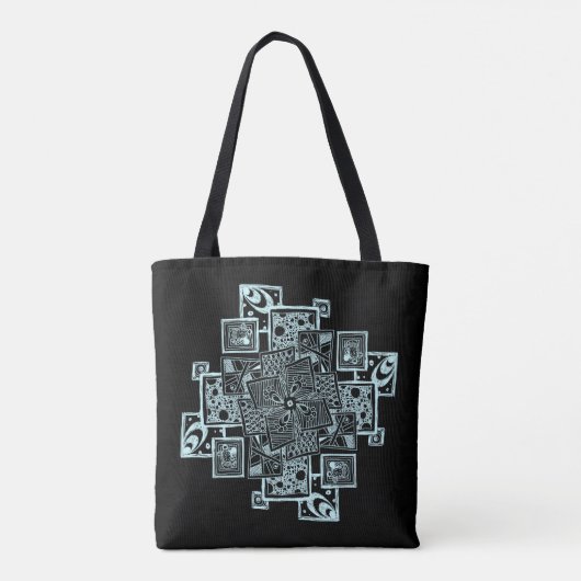 Zwart-wit getextureerd lijnontwerp tote bag (Achterkant)