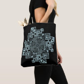 Zwart-wit getextureerd lijnontwerp tote bag (Dichtbij)