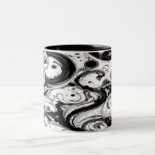 Zwart & wit-getinte wervelend tweekleurige koffiemok (Center)