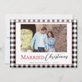 Zwart Wit Getrouwd met Kerstmis Modern Feestdagenkaart (Voorkant)