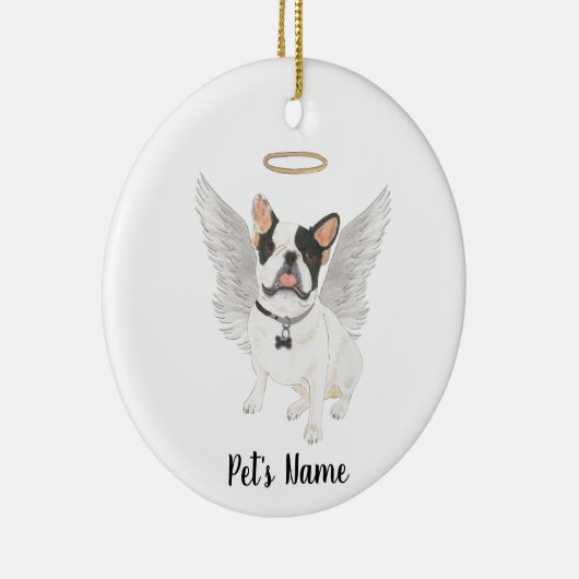 Zwart-Wit gevlekte Franse Bulldog Sympathie Herden Keramisch Ornament (Rechts)