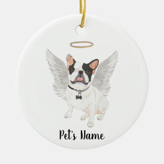 Zwart-Wit gevlekte Franse Bulldog Sympathie Herden Keramisch Ornament (Voorkant)