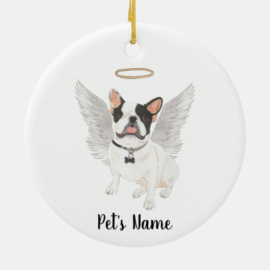 Zwart-Wit gevlekte Franse Bulldog Sympathie Herden Keramisch Ornament (Achterkant)
