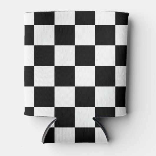 Zwart-wit gevlochten patroon blikjeskoeler (Voorkant)