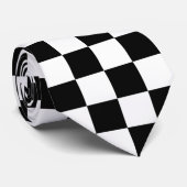 Zwart-wit gevlochten patroon stropdas (Opgerold)
