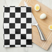 Zwart-wit gevlochten patroon theedoek (Quarter Fold)