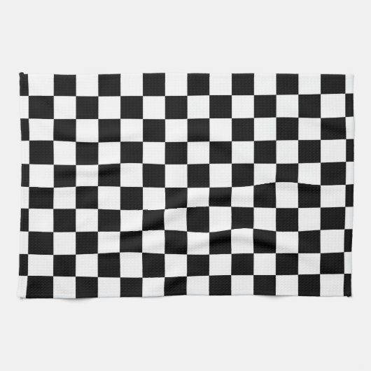 Zwart-wit gevlochten patroon theedoek (Horizontaal)