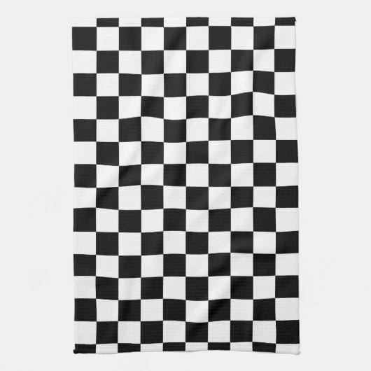 Zwart-wit gevlochten patroon theedoek (Verticaal)