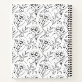 Zwart-wit gevoerde bloemen notitieboek (Achterkant)