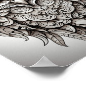 Zwart-wit Geweldige Cartoon Dierlijke Uil Poster (Hoek)