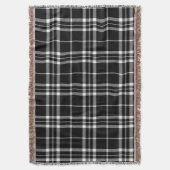 Zwart wit geweven gebuffel buffel grote speldensta deken (Voorkant Verticaal)