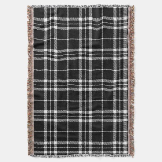 Zwart wit geweven gebuffel buffel grote speldensta deken (Voorkant Verticaal)