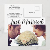 Zwart-wit Gewoon Getrouwd Aankondiging Briefkaart (Voorkant / Achterkant)