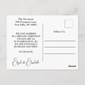 Zwart-wit Gewoon Getrouwd Aankondiging Briefkaart (Achterkant)