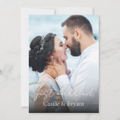 Zwart-wit Gewoon getrouwd Elegante trouwfoto Aankondiging (Voorkant)