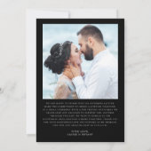 Zwart-wit Gewoon getrouwd Elegante trouwfoto Aankondiging (Achterkant)