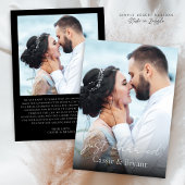 Zwart-wit Gewoon getrouwd Elegante trouwfoto Aankondiging