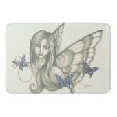 Zwart-wit gezicht en Paarse Butterflies Badmat (Voorkant)
