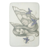 Zwart-wit gezicht en Paarse Butterflies Badmat (Voorkant Verticaal)