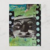 Zwart-wit gezicht met stippen collage briefkaart (Voorkant)