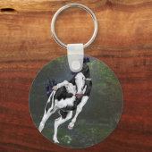 Zwart-wit gezicht oververf paard sleutelhanger (Voorkant)