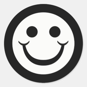 ZWART-WIT GEZICHT RONDE STICKER