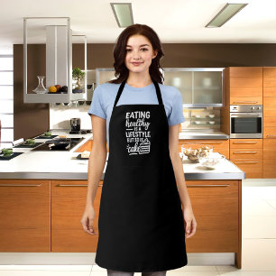 Zwart wit gezondheid lifestyle cake grappige quote schort