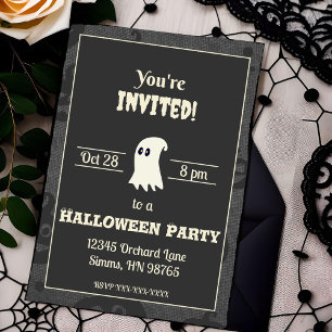 Zwart-wit Ghost Halloween Party Uitnodiging