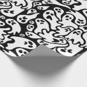 Zwart-wit ghost-patroon cadeaupapier (Hoek)