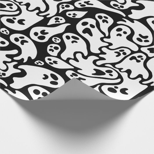 Zwart-wit ghost-patroon cadeaupapier (Hoek)