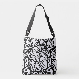 Zwart-wit ghost-patroon crossbody tas