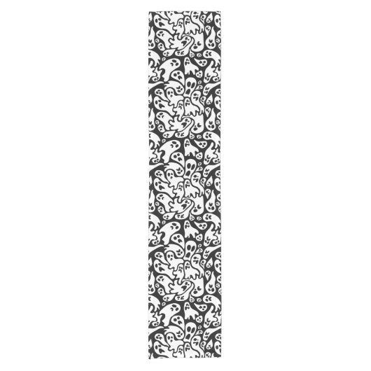 Zwart-wit ghost-patroon korte tafelloper (Voorkant)