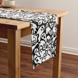 Zwart-wit ghost-patroon korte tafelloper