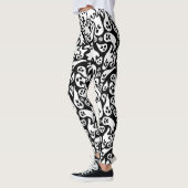 Zwart-wit ghost-patroon leggings (Links)