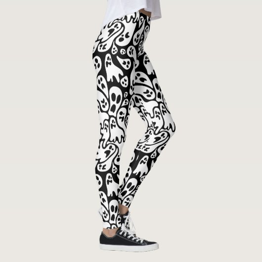 Zwart-wit ghost-patroon leggings (Rechts)