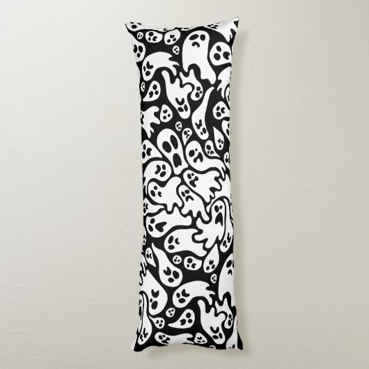 Zwart-wit ghost-patroon lichaamskussen (Achterkant (Verticaal))