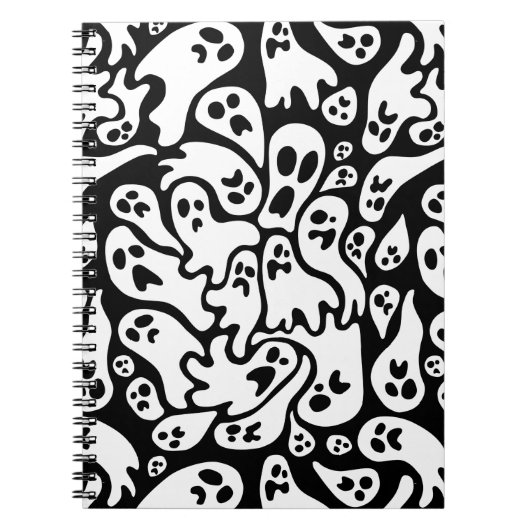 Zwart-wit ghost-patroon notitieboek (Voorkant)
