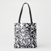 Zwart-wit ghost-patroon tote bag (Voorkant)