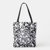Zwart-wit ghost-patroon tote bag (Achterkant)