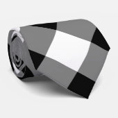 Zwart-wit Giant Diagonal Gingham Stropdas (Opgerold)