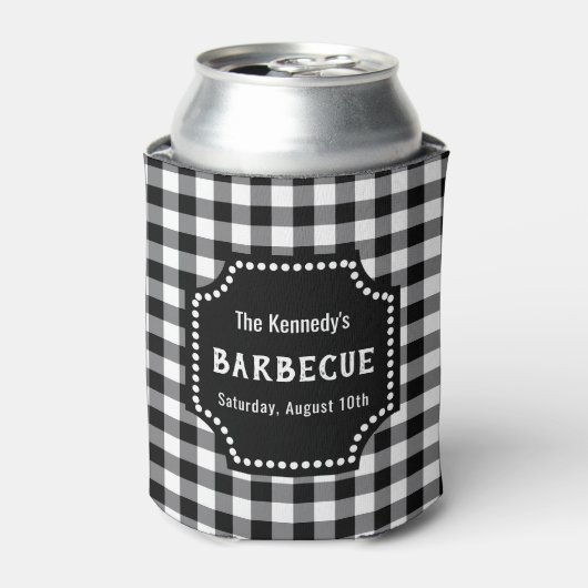 Zwart-wit Gingham BBQ Blikjeskoeler (Blikje Voorkant)