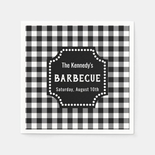 Zwart-wit Gingham BBQ Servet (Voorkant)