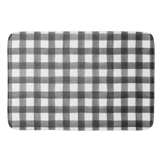 Zwart-wit Gingham Buffalo Check Plaid Badmat (Voorkant)