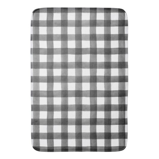 Zwart-wit Gingham Buffalo Check Plaid Badmat (Voorkant Verticaal)