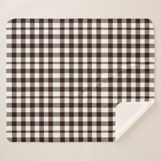 Zwart-wit Gingham Classic Modern Sherpa Deken (Voorkant (horizontaal))
